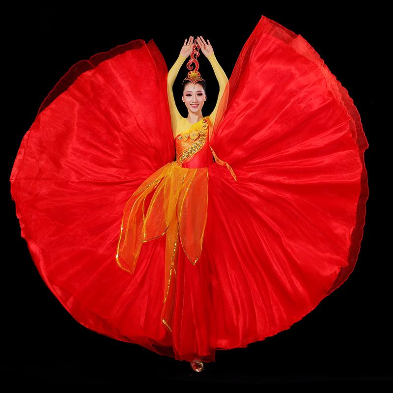

Stage Wear 2022 Spanish Big Swing Dress Adult Female Chorus Performance Costume Gypsy Bullfight Dance Modern National, 360 degree