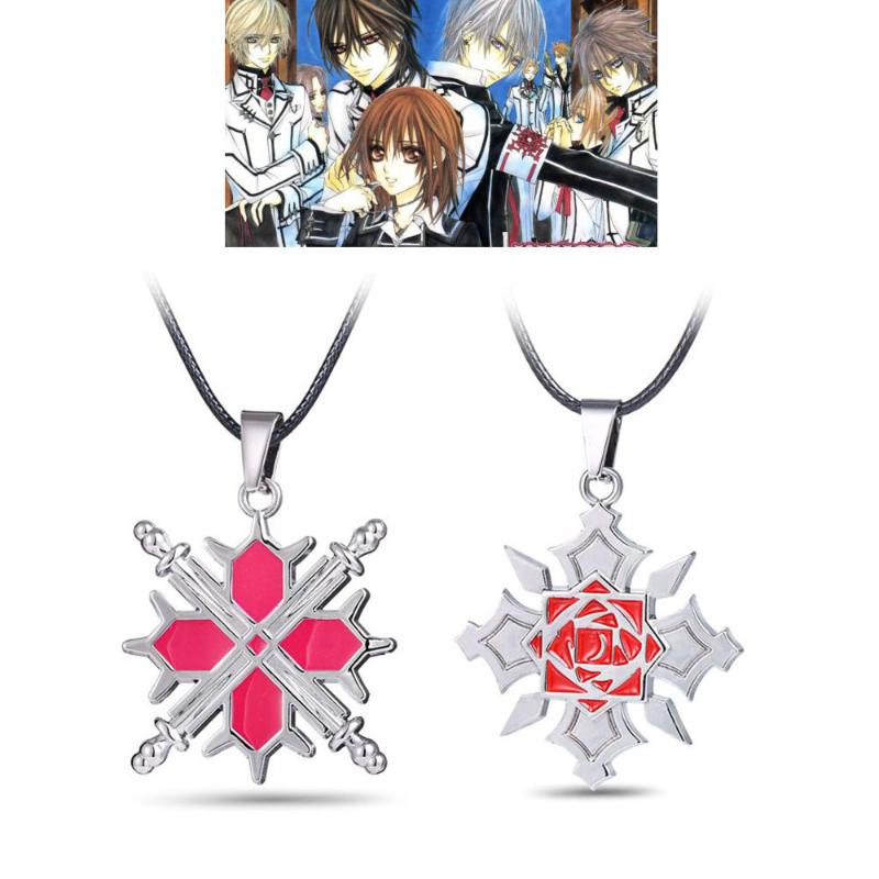 

Chains Classic Anime Rose Necklace Creative Alloy Jewelry Knight Medal Logo Simple Leather Rope Pendant Gift