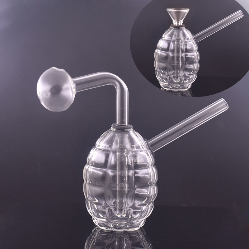 

Grenade Shape Design Glass Oil Burner Bong Thick Pyrex Hand Smoking Water Pipe Recycler Dab Rig Ashcatcher Bong 2styles for Option
