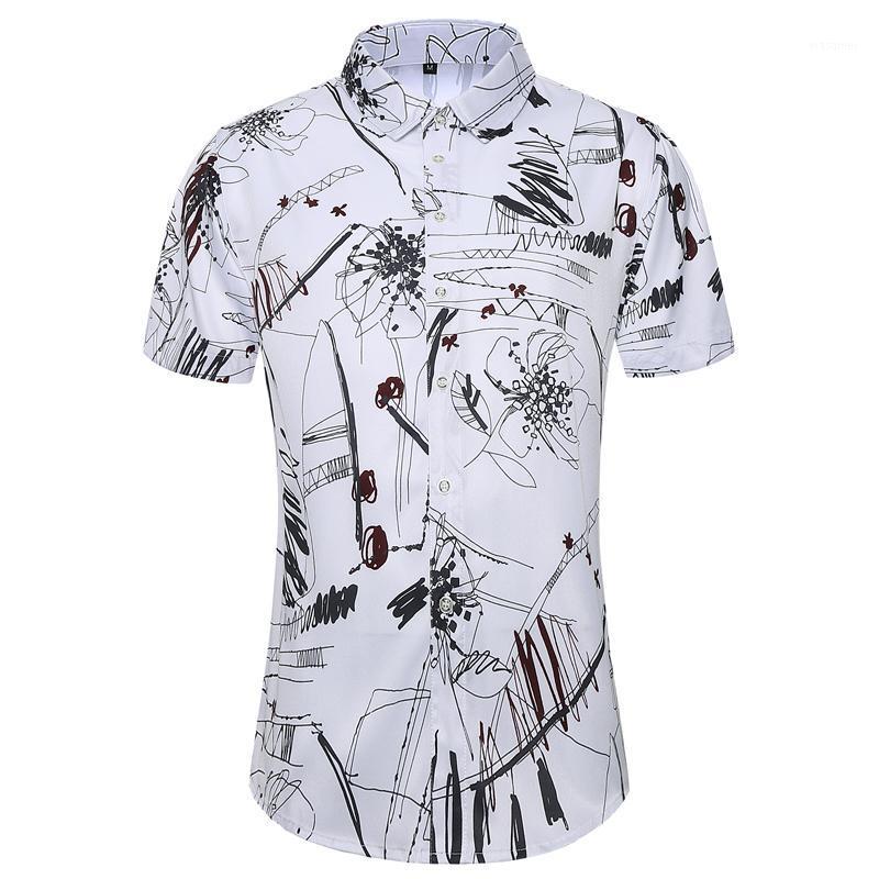 

45KG-105KG Summer Soft Cool Design Printed Shirt Short Sleeve Button Down Hawaii Shirts 4XL 5XL Men's Casual, Black