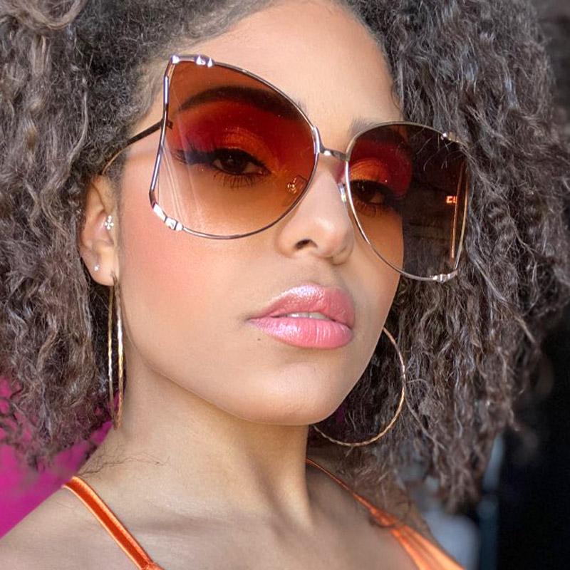 

Sunglasses Trendy Oversize Butterfly Cat Eye Women Brand Designer Luxury Pearl Metal Frame Gradient Clear Sun Glasses Big ShadesSunglasses
