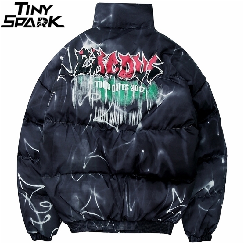 

Hip Hop Jacket Parka Illusion Graffiti Streetwear Men Windbreaker Harajuku Winter Padded Jacket Coat Warm Outwear Hipster 201119, A62312 black