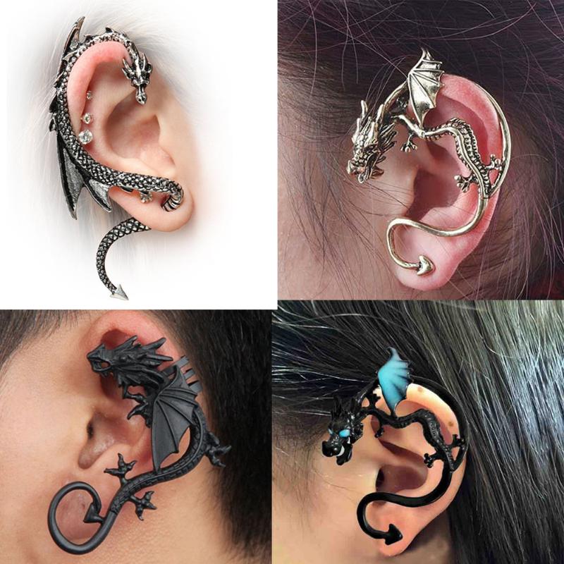 

Clip-on & Screw Back Dragon Ear Clip Punk Gothic Rock Wrap Retro Cuff Earrings For Women Men Personality Fashion Jewelry Boucle Oreille Gift