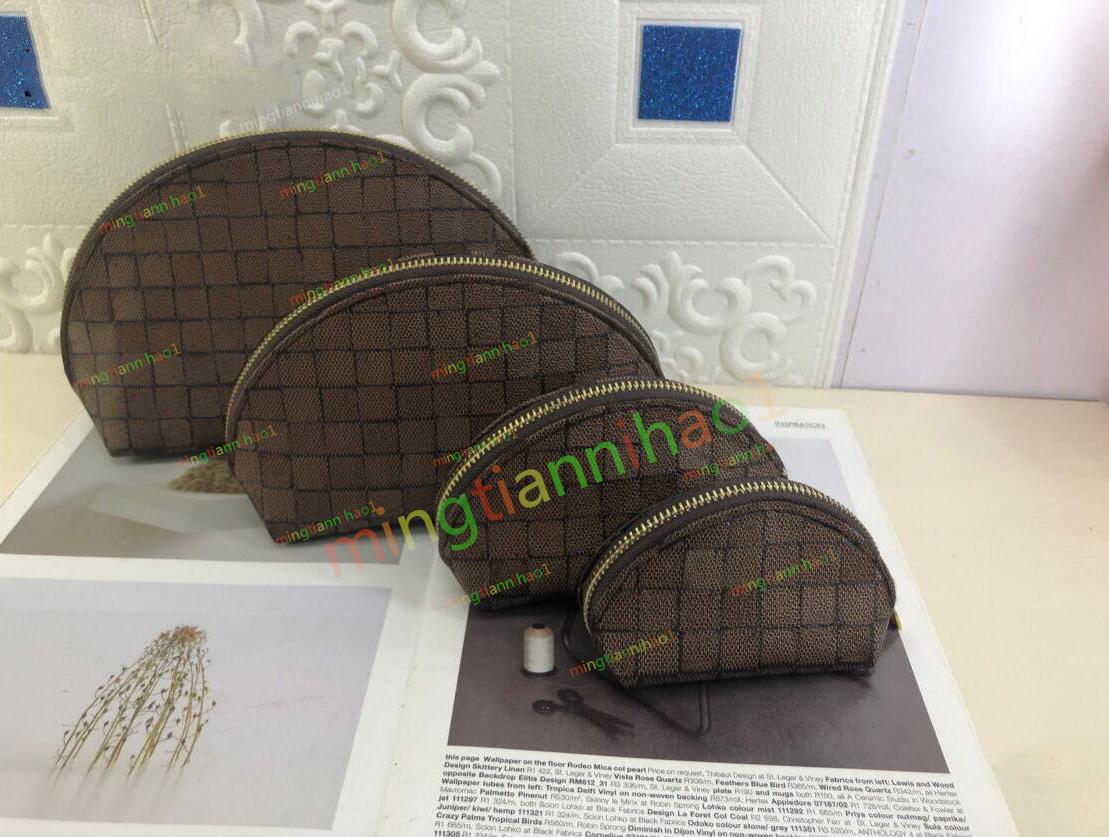 

Fashion Women Designer cosmetic bags organizer famous makeup bag travel pouch make up ladies cluch purses organizador toiletry 4pcs set, Big brown letters