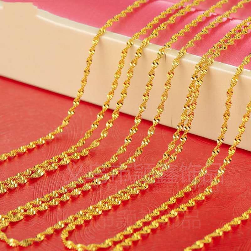 

Pendant Necklaces 24K Gold Necklace 2MM45CM Water Wave With Chain For Woman Jewelry Gift
