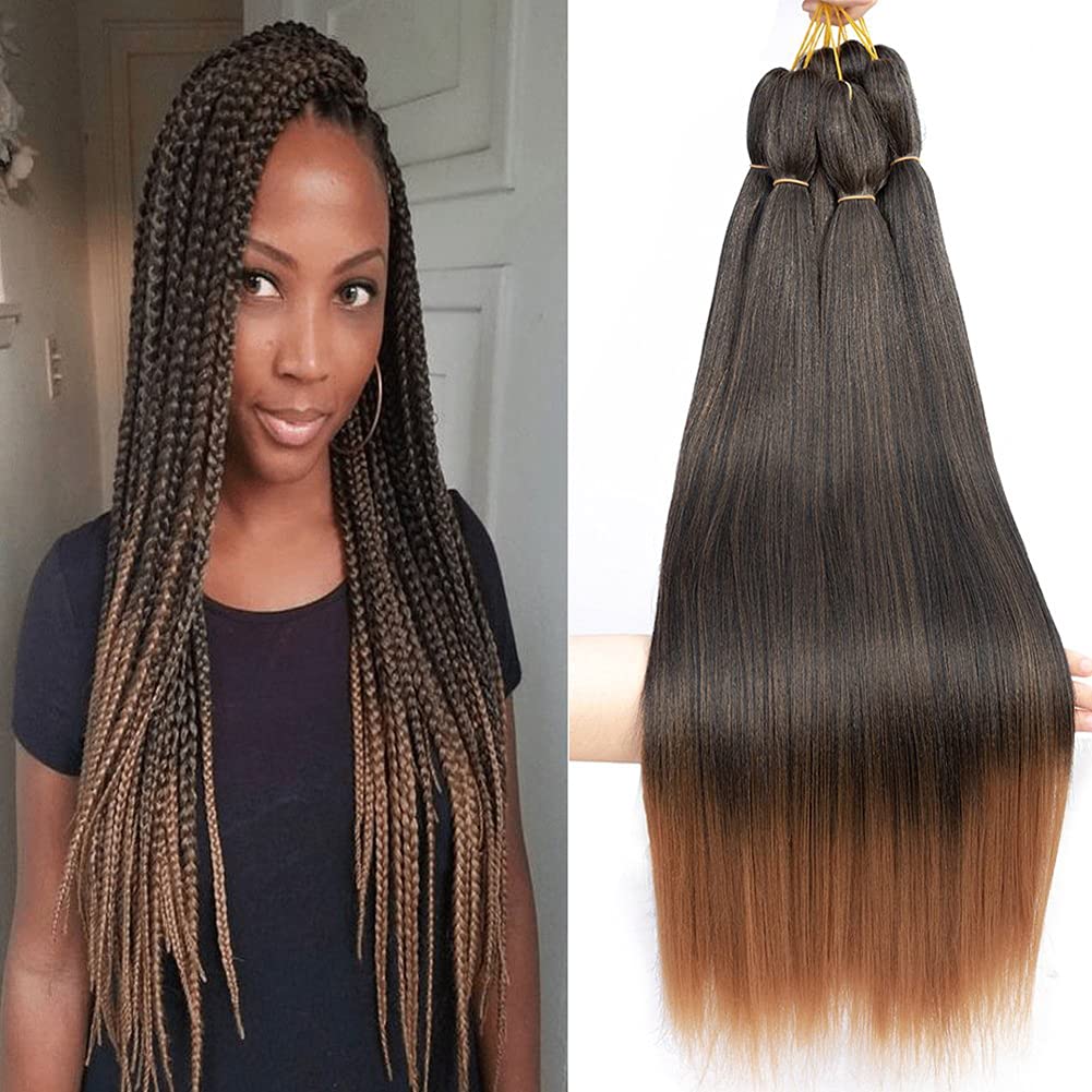 

Pre-stretched Braiding Hair 26" Pre-stretched Natural Black Easy Braid Synthetic Soft Yaki Texture, Itch Free, Hot Water Setting Hair Extensions for Braids, T1b/30
