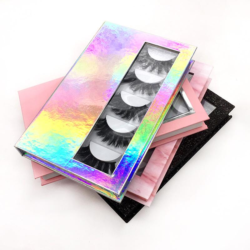 

False Eyelashes 20/Pack Box Package 5 Pairs Lash Book Packaging Custom Your Private Logo 25mm Mink Lashes Strip Packing Case VendorsFalse