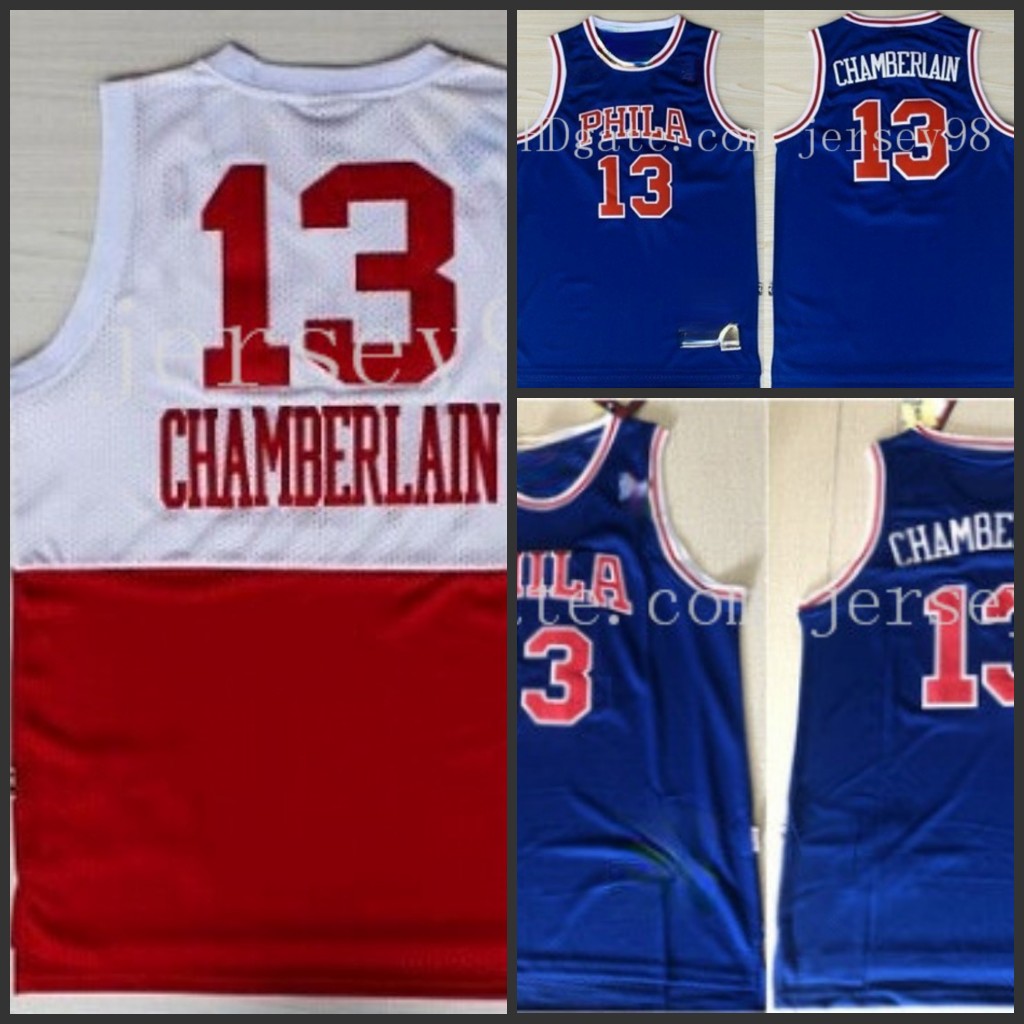 

Philadelphia''76ers''Red 13''Wilt Chamberlain men Basketball''Jersey