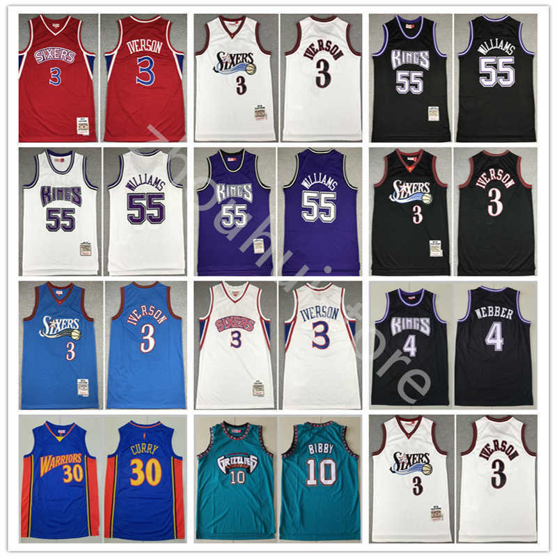 

Fast delivery Mitchell Ness Basketball Allen Iverson Jersey 3 Jason Williams 55 Chris Webber 4 Michael Mike Bibby 10 Stephen Curry 30 Throwback Vintage High, 12