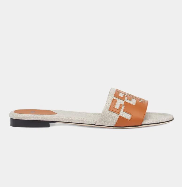 

Luxury brands pop heels women sandal slipper slide flats Bicolor Flat Sandals genuine leather and rubber sole in box 35-42size, 23