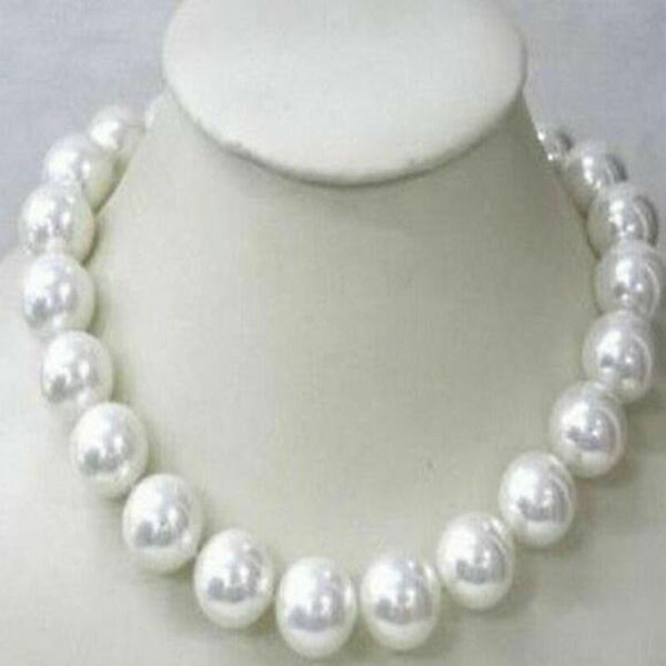 

Beautiful Huge Rare 14mm White South Sea Shell Pearl Round Beads Necklace