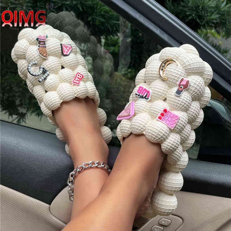 

Slipper Summer Bubble Slides with Charms Women Toe Covered Slippers Casual Creative Peanut Shoes Eva Sandals Beach Wear 35 44 Sizes 7937 0729, Pink