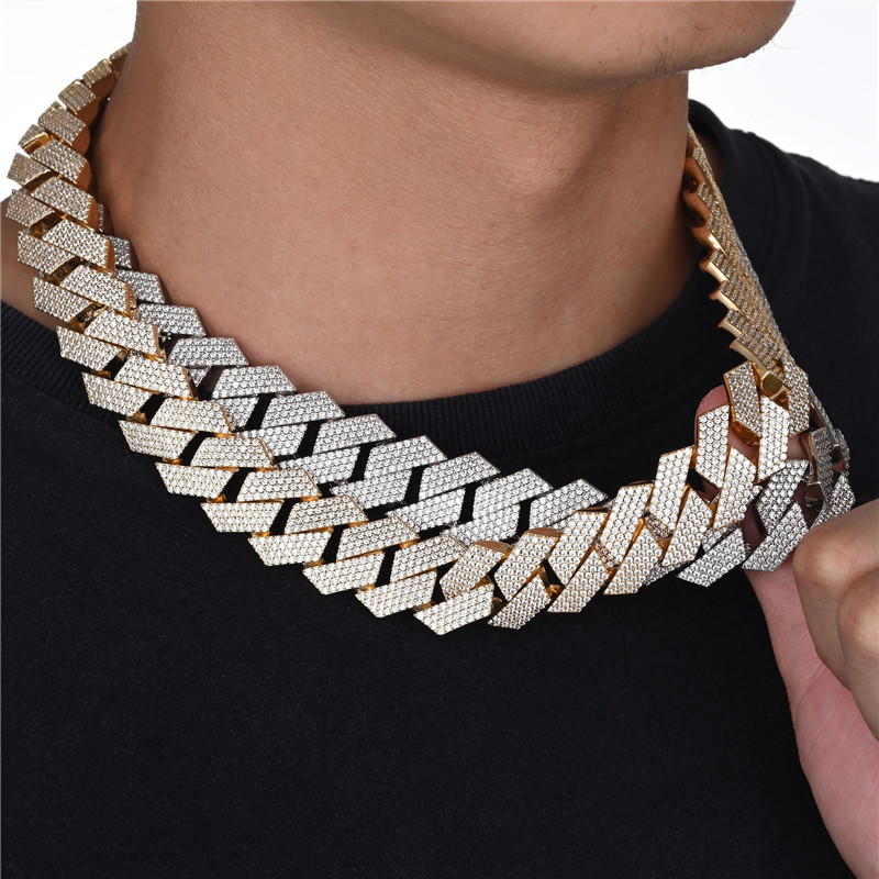 

20mm 16inch-24inch Real 18K Yellow White Gold Plated CZ Miami Cuban Chain Necklace Bracelet for Men