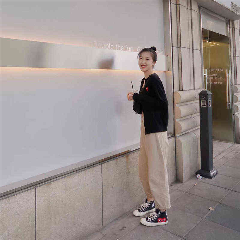 

Love Woolen Sweater Knitted Cardigan Jacket Female Autumn Winter Bowling Chuan Jiu Peach Heart Baoling Red Lovers, Black heart 1