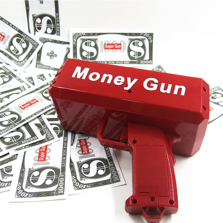 

100 PCS Play Money Make It Rain Cash Shooter Spray Money Gun Toy