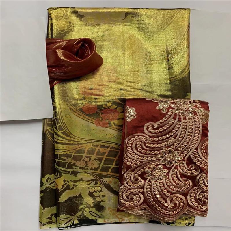 

Ribbon 3.5 2 Yards/lot Selling Satin Silk Fabric Colorfast Nigrian Design African Wax Pattern George For Clothing LXE09111Ribbon