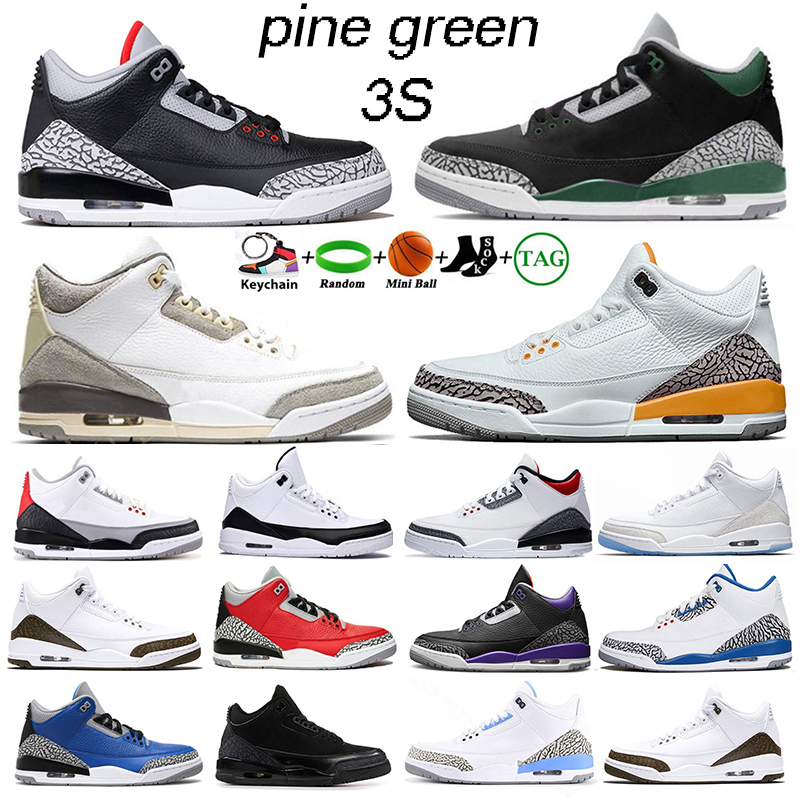 

2023 Jumpman 3 High Og 3s Mens Basketball Shoes Pine Green Cool Grey Laser Orange Black Cement Varsity Royal Fragment Unc Mocha Men Sport Women Sneakers Trainers, 37