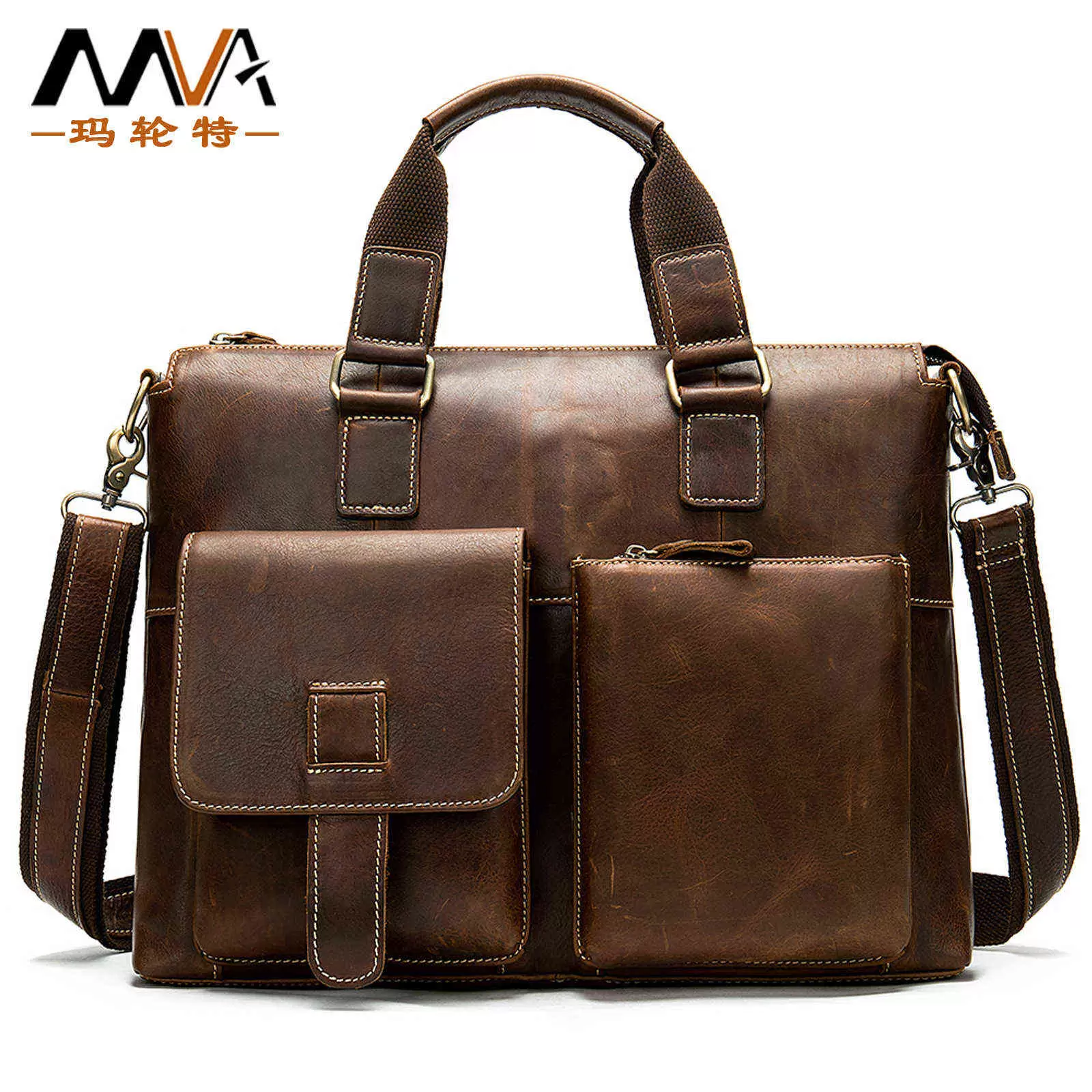 

Briefcases Men's Briefcase Top Leather One Shoulder Handbag Busins 14 Inch Computer Bag