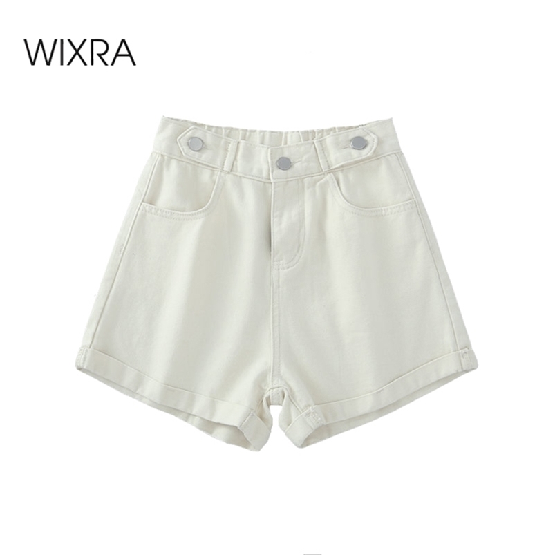 

Wixra Summer Solid Demin Shorts Loose Button Pockets High Waist Casual Streetwear Women s Shorts T200701, Khaki