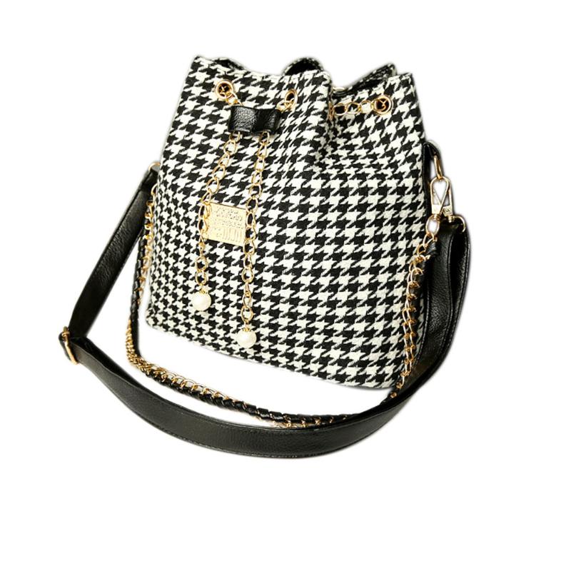 

Evening Bags Fashion Women's Delicate Bucket Bag Chain Shoulder Messenger Tote, Houndstooth
