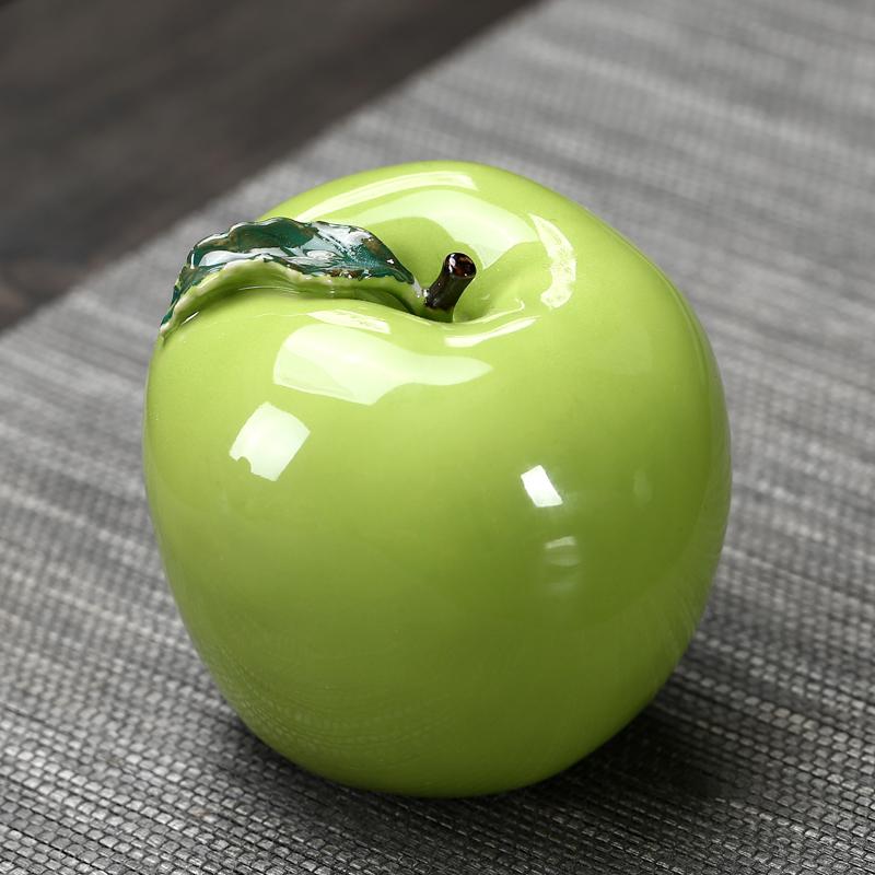 

Storage Bottles & Jars Ceramics Tea Tank Green Apple Travel Portable Simulation Sealed Tanks Mini Fruit DecorationStorage