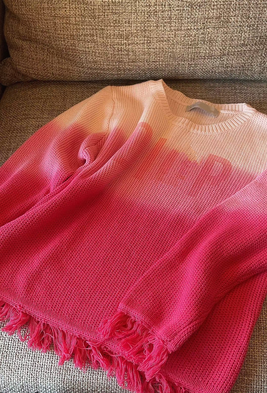 Girls Pullovers Baby Sweaters kids Designer Clothes Pink Pullover Sweater With Letter Gradient Tassels O-Neck Fasion Long Sleeve Cotton Size 100--image-788345875