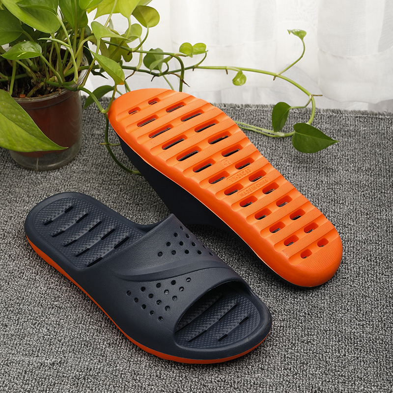 

Men Bathroom Slippers Anti-slip Shoes Home Leaky Slipper Pool Beach Sandal EVA Soft Sole Slide Big Size Flip Flop 220408, Blue