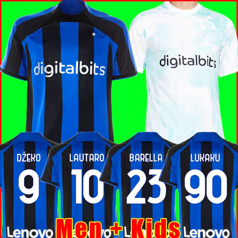 

LUKAKU soccer jersey 2022 2023 BARELLA VIDAL LAUTARO ERIKSEN ALEXIS INTERS DZEKO CORREA AWAY THIRD MILANS UNIFORMS TOPs football shirt 22 23 men kids kit, 22/23 men home