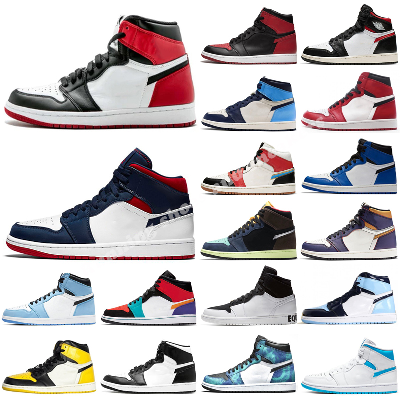 

2024 NEW Jumpman Basketball Shoes 1 Shimmer White Oreo University Blue 1s Mens Sneakers High og Pollen Womens Trainers Low Legend Sports Shoe Size US5.5-13, Color 1