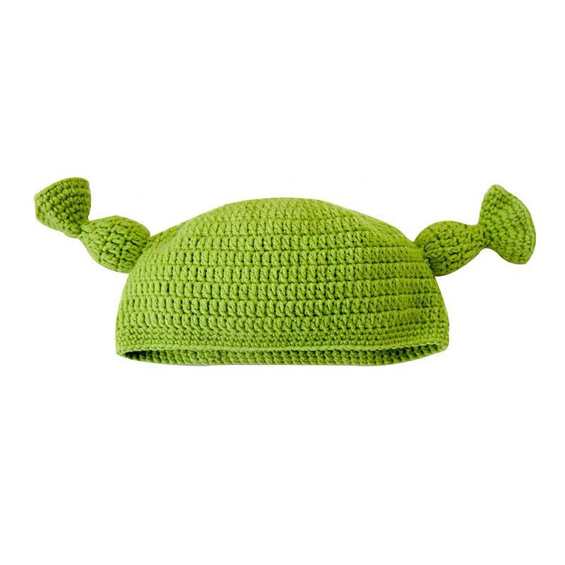 

Beanie/Skull Caps Unisex Cute Ears Monster Shrek Hat Wool Winter Knitted Hats Green Party Funny Cap For Women Men Pure Handmade WarmBeanie/S, Green 01