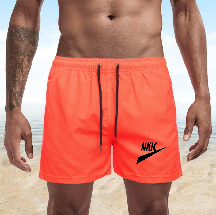 

202 summer Mens Fitness Brand Casual Drawstring Orange Short Pants High Quality Shorts Men's letter Print swimming Sports Shorts S-4XL, Green