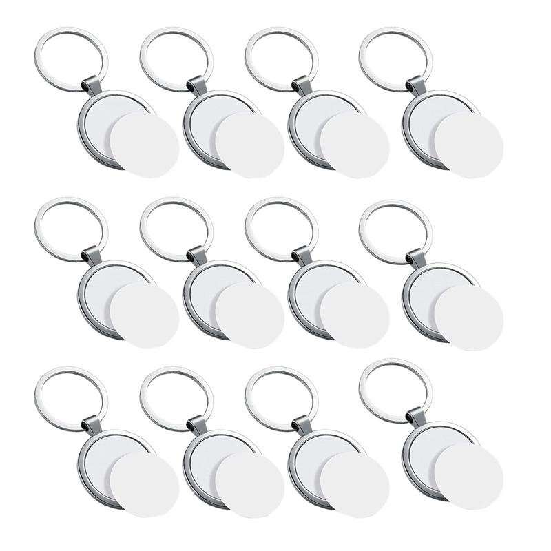 

Keychains Sublimation Blank Keychain Round Heat Transfer Metal Board Key Rings Thick Po KeychainKeychains