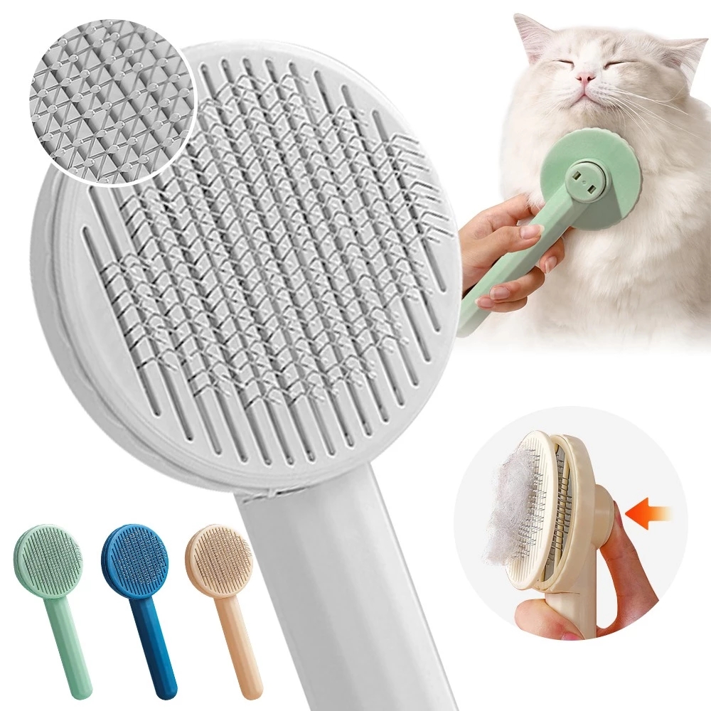 

Cat Brush Comb Removal Cats Cleaning Supplies Grooming ToolsAutomatic Hair Brush Clippers Dog Accessories