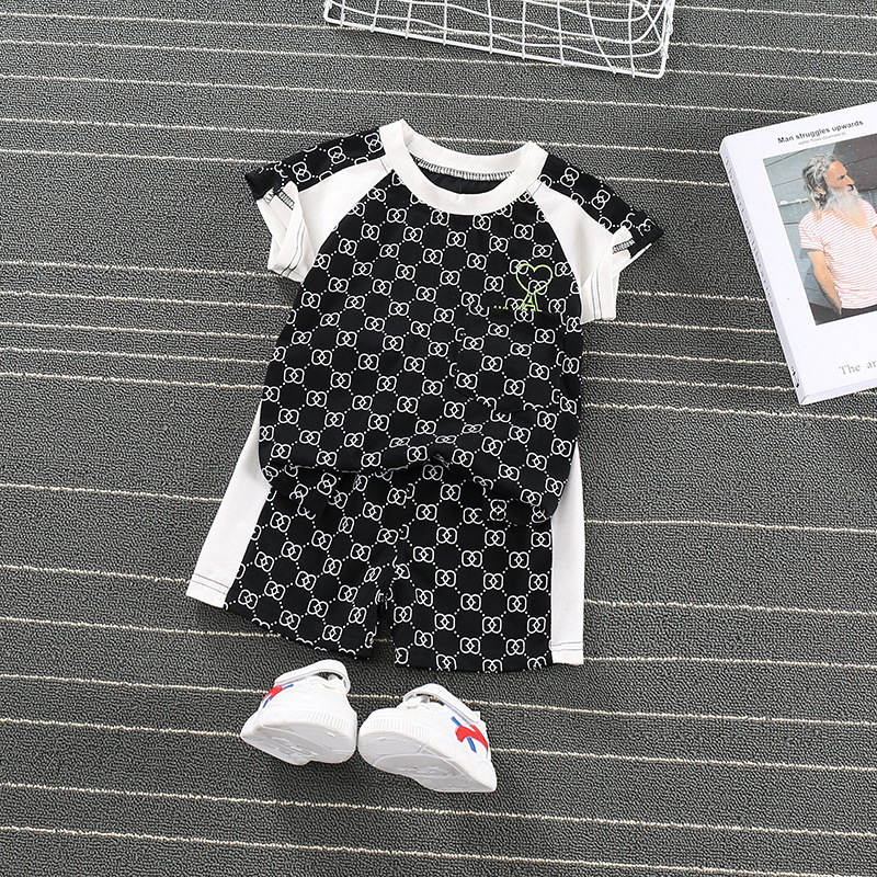 

Kids Clothes Set Baby Boy/Girl T-Shirt Shorts Summer Clothing Cotton Casual Boys Tracksuit Children Baby Clothes Set, Black