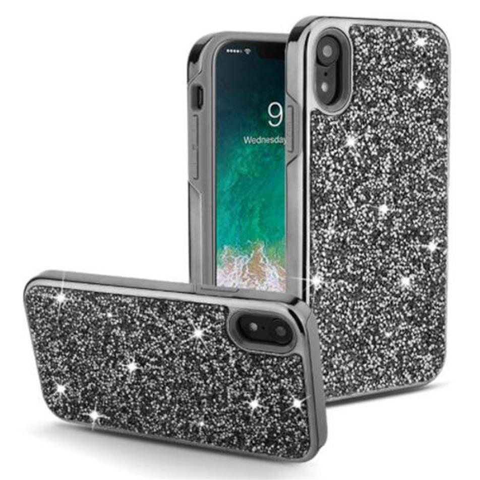 

For Samsung S10 S10 Plus Premium Bling Hybrid 2 in 1 Luxury Diamond Glitter Case For iPhone 11 XS Max XR X 8 7 6 Plus Samsung S9 S2326, Purple
