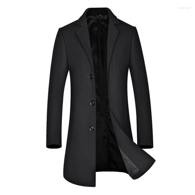 

Men's Trench Coats Autumn Winter Coat Men England Style Long Woolen Boutique Slim Fit Windbreaker Jacket OvercoatMen's Kend22, Black