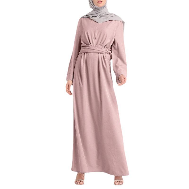 Belas roupas étnicas Modesta Islâmica Modesta Sólida Elegante Rúscula Muslim Muslim Abaya Dubai para Mulheres