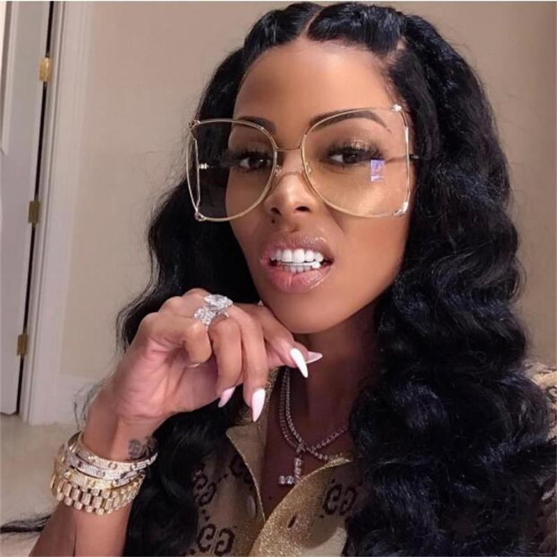 

Fashion Sunglasses Frames Oversized Gold Clear Eyeglasses Women Transparent Half Round Glasses Designer Metal Hollow Pearl Black FramFashion