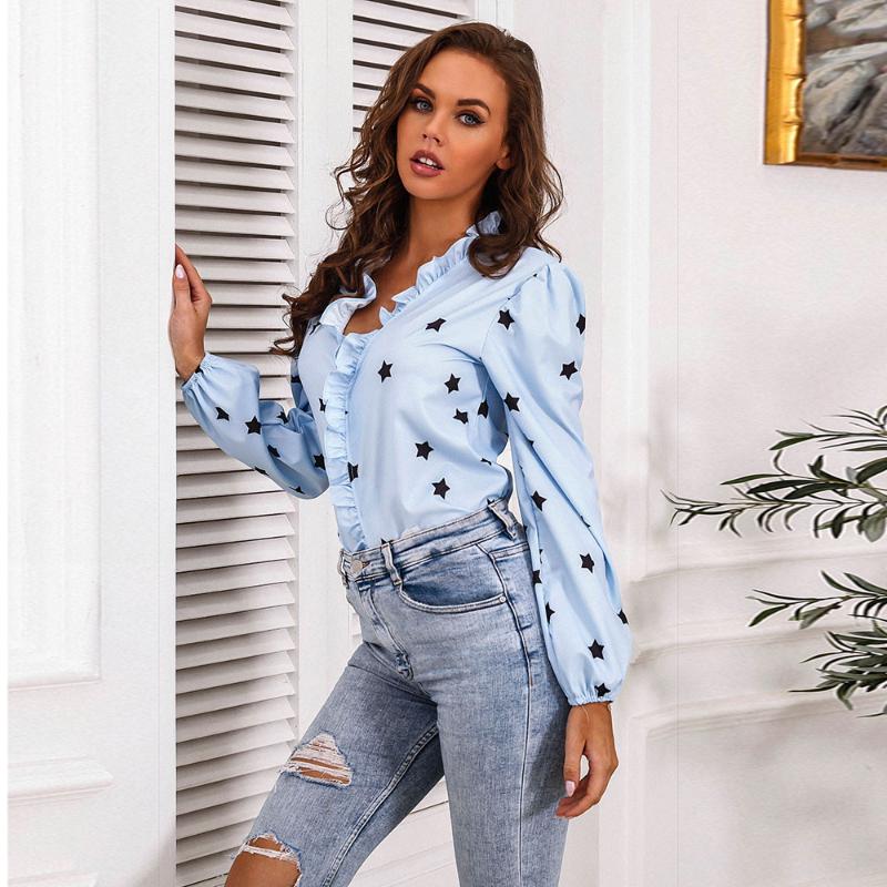

Women's Sweaters Ruffle For Women Blouse Spring Summer Solid Color Long Sleeve Shirt Ladies Basic Style Elegant Office Lady V-Neck Tops Pull, White;black