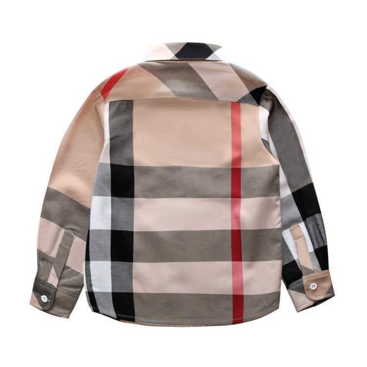 

boy Fashion kids clothes 3 8Y Spring new long sleeve big plaid t shirt brand pattern lapel boy shirt Wholesale, As picture