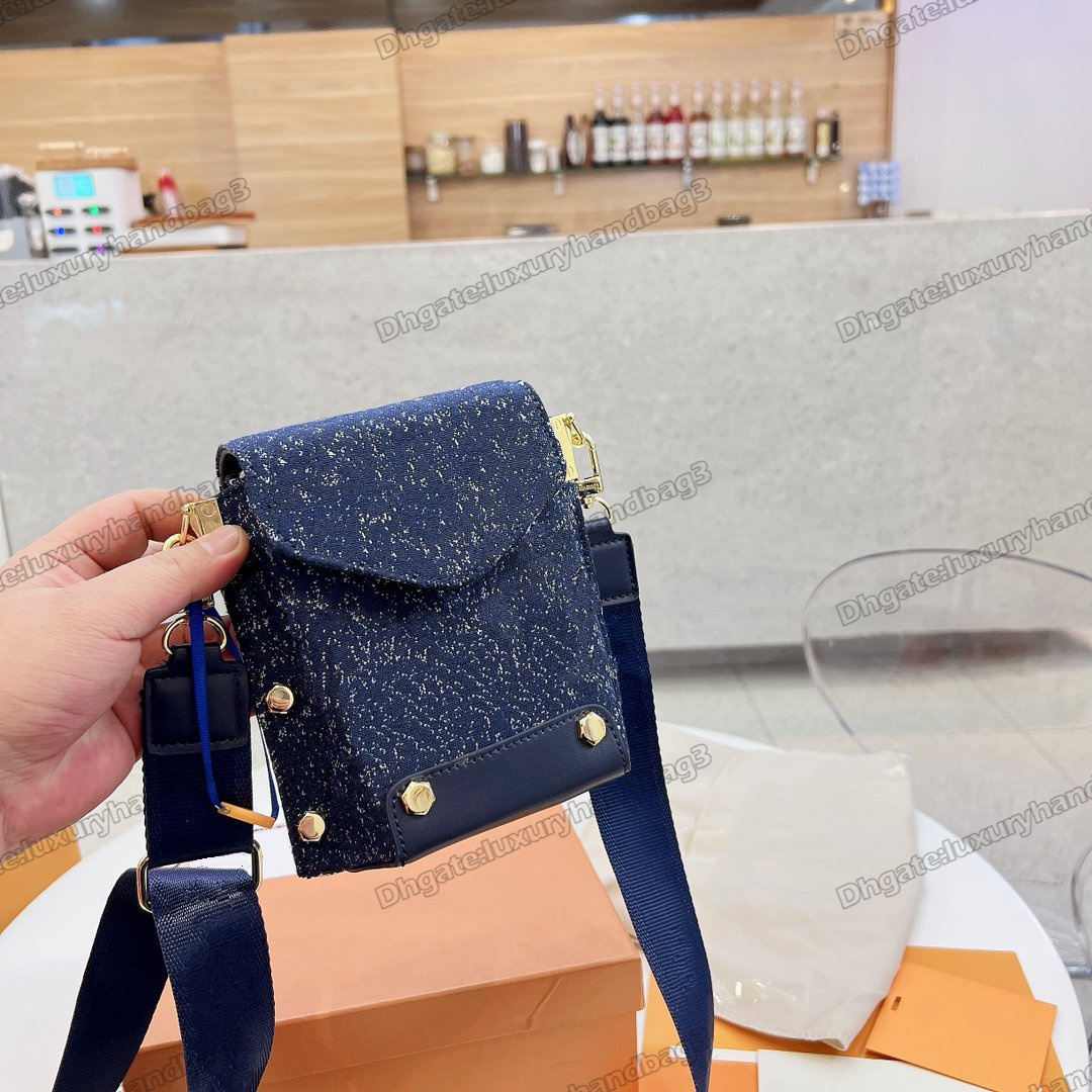

Utility Phone Bag Designer Mini Cross Body Bag Women Handbags Purses Monograms Flowers Canvas Strap Denim Cowboy Blue Luxurys Designers Bags