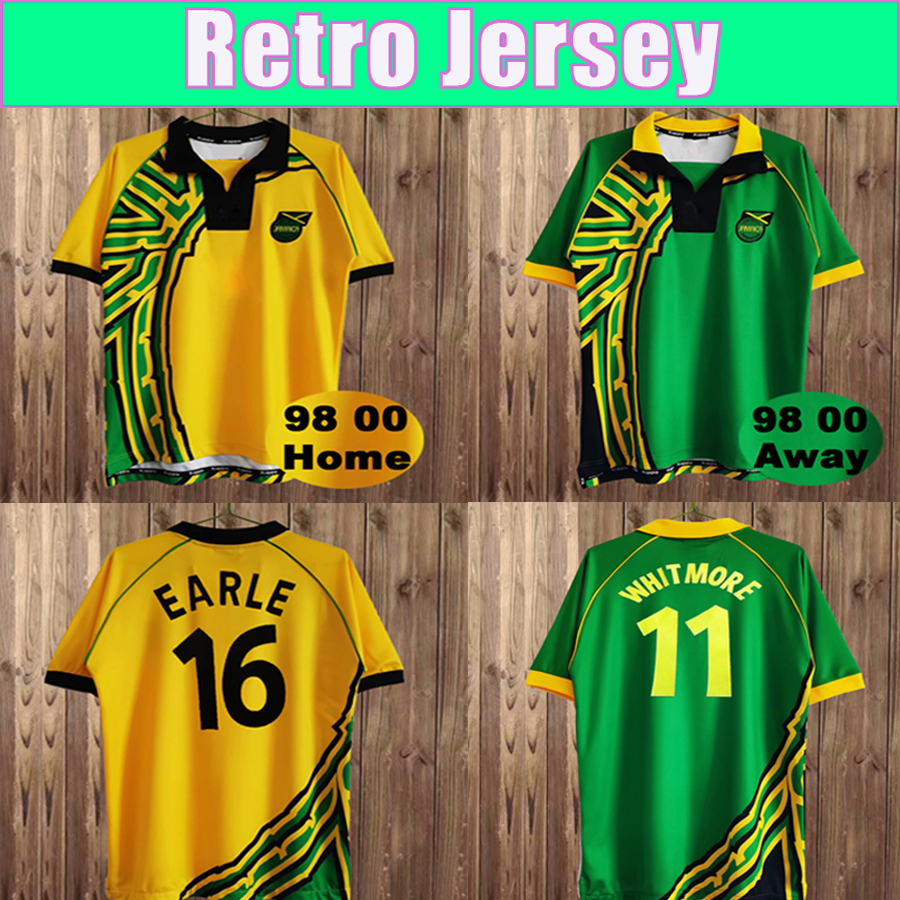 

98 - 20 Jamaica Retro Soccer Jerseys GARDNER WHITMORE EARLE DODY SINCLAIR0 Home Yellow Away Green Football Shirts Short Sleeve, Fg7150 1998 2000 home