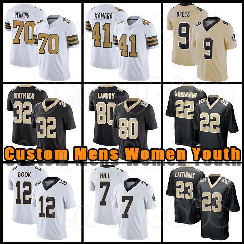 

41 Alvin Kamara 23 Marshon Lattimore Tyrann Mathieu Football Jersey Chris Olave Chauncey Gardner-Johnson Michael Thomas Saints Jarvis Landry Jameis Winston Brees, Custom men (s t)