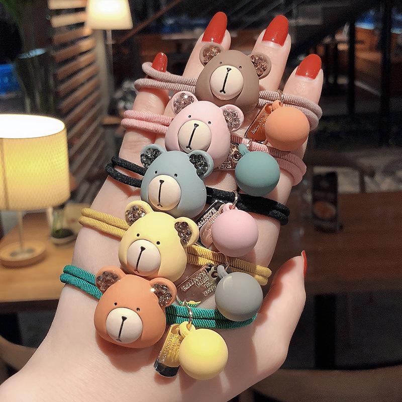 

Bandanas Cute Bear Hair Bands Elastic Band Female Adult Rhinestone Holder Headbands For Women Girls Accessories