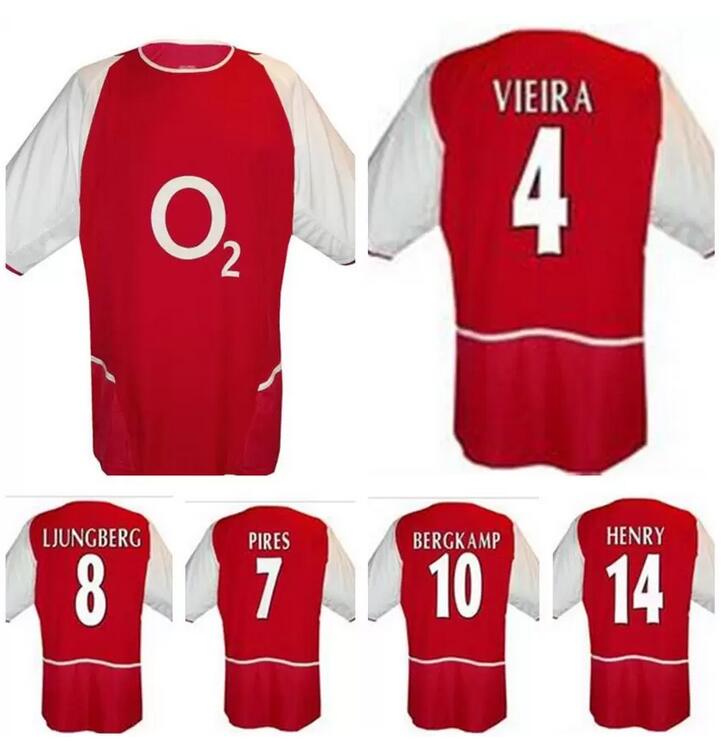 

2002 2004 Vieira Henry Bergkamp Ljungberg retro soccer jersey 02 03 04 Pires COLE WILTORD GILBERTO vintage classic football shirt, With 2001 2002 epl champion