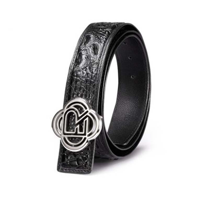 

Belts Ouluoer Crocodile Men Belt Business Leisure Stainless Steel Fastener Male Genuine Leather, Black