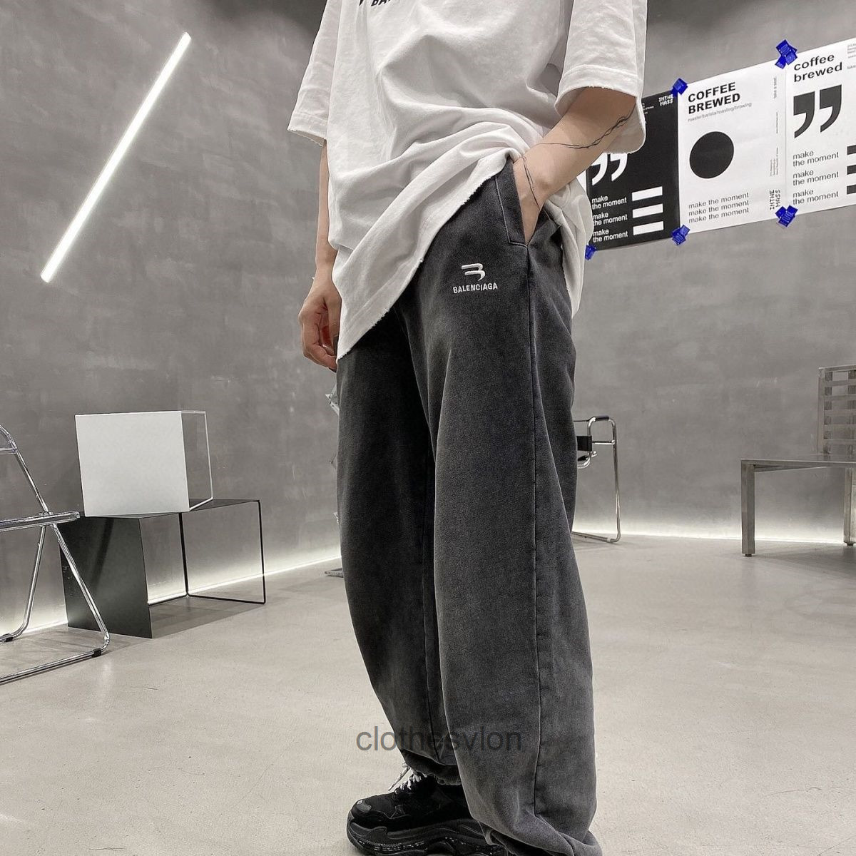 

2022 Designer Sweatpants Balencaigass Sweatpant Brand-new Sport Embroidered Paris Bieber Casual Pants, Wash color