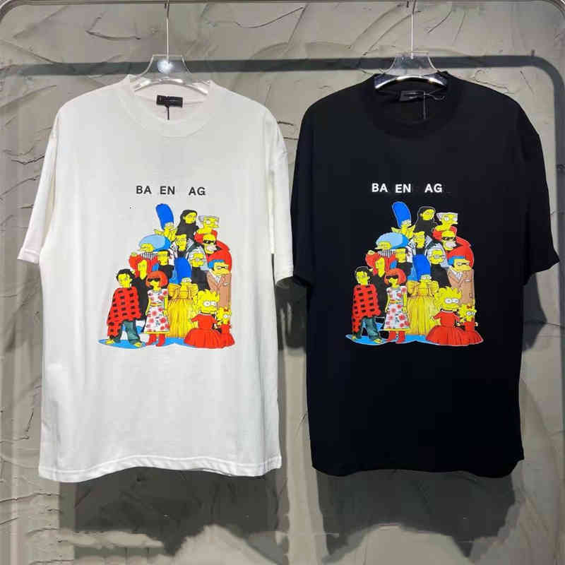 

Balencaigas Men's T-Shirts T shirt 22fw spring and summer co branded Paris Simpson loose short sleeve T-shirt plain fabric couples GJRR, Extra not product