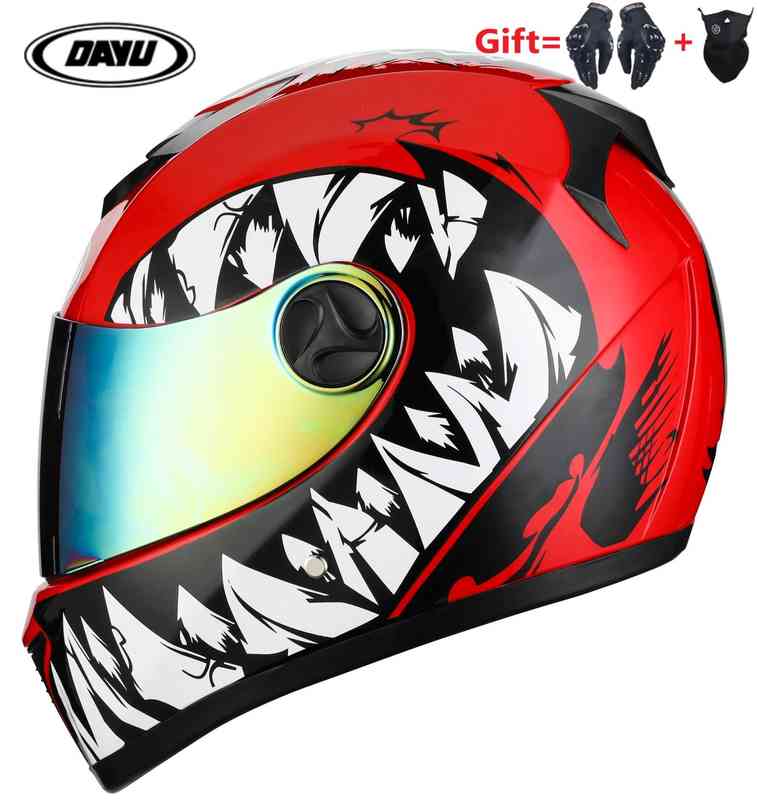 

Gift=Gloves And Mask, Full Face Motorcycle Helmet Dual Lens Motorbike Helmet Double Visors Dirt Bike Helmets For Adults W220316, B7