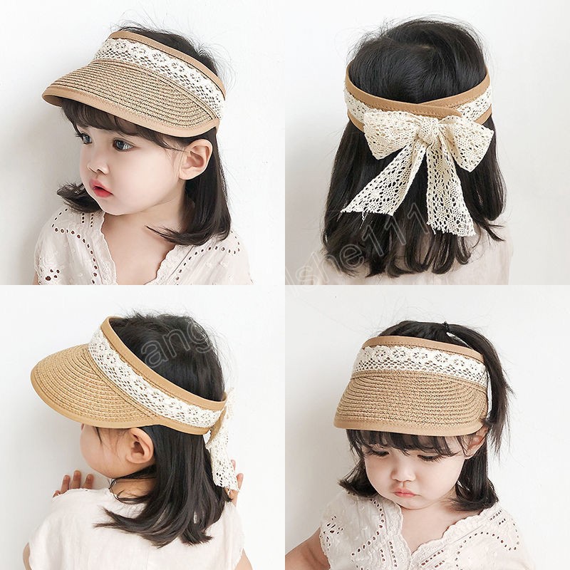

Summer Baby Girl Hat 1-5 Years Cute Lace Soft Foldable Adjustable Straw Hats Wide Brim Outdoor Beach Bucket Hat Baseball Caps
